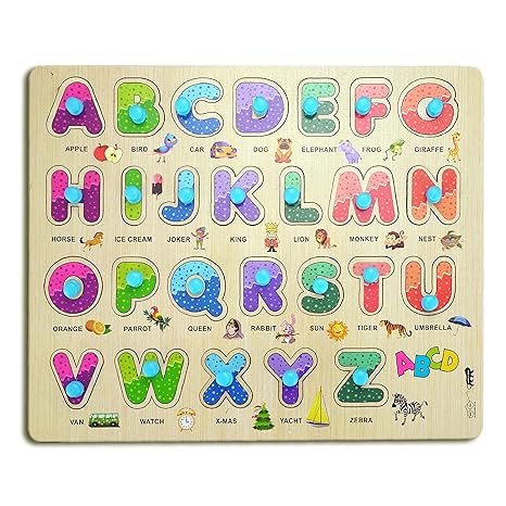 Highroof Alphabet Abcd Wooden Puzzle Kids Games Toys For Kids 3+ Jigsaw Puzzles For Adults Baby Learning