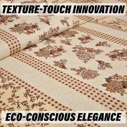 Kuber Industries Double Bedsheet with 2 Pillow Covers 160 TC Premium Cotton Spain Flower Lining Cream