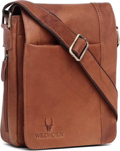 WildHorn Leather 8.5 inch Sling Messenger Bag for Men I Multipurpose Crossbody Bag I Travel Bag with Adjustable Strap I DIMENSION: L- 8.5inch H- 10.5inch W- 3inch