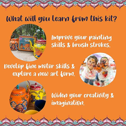 Kalakaram Diy Kalighat Kettle Painting Kit | Indian Ethnic Art Form Painting Kit | Foster Creativity & Self-expression in Kids | Educational Kit for Kids
