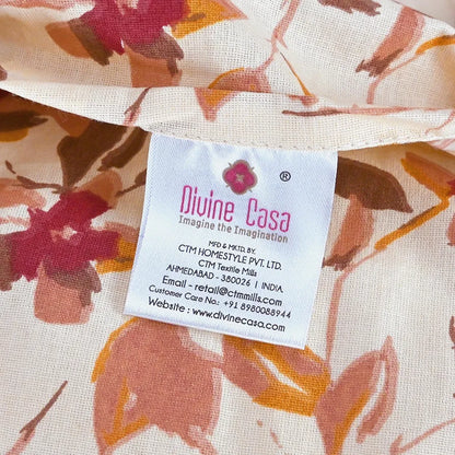 Divine Casa 144 TC 100% Pure Cotton Double Bed Bedsheet with 2 Pillow Covers Rose Blossom Colour Crimson Gold