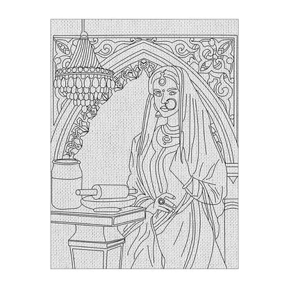 Hobby India Self Painting Beautiful Lady Canvas - Gond Art | Pre-designed Canvas Board