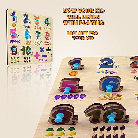 Highroof 1-10 Number Wooden Puzzle Kids Games Toys For Kids 3+ Jigsaw Puzzles For Adults