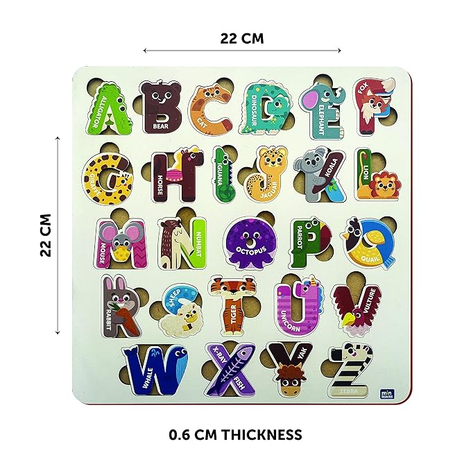 Mini Leaves 3D Wooden Alphabet Puzzles A to Z Early Educational Preschool Board for Kids | Learning ABC Letters Puzzle Board Toy