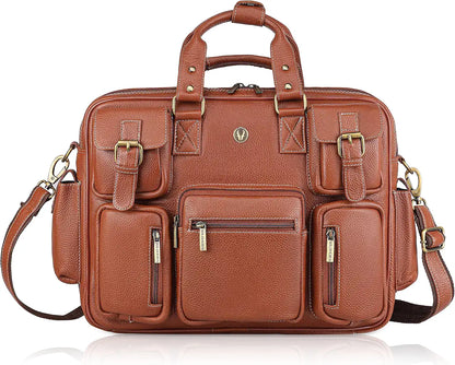 WildHorn Leather Laptop Bag for Men/Office Bag for Men | Fits Upto 15.6 Inch Laptop/MacBook | Laptop Messenger Bag/Leather Bag for Men I Dimension : L-16 inch W-4 inch H-13 inch