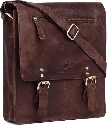 WildHorn Leather 11.5 inch Messenger Bag for Men I Multipurpose Bag I Office Bag I Travel Bag with Adjustable Strap DIMENTION : L-11.5 inch W-3 inch H-13.5 inch