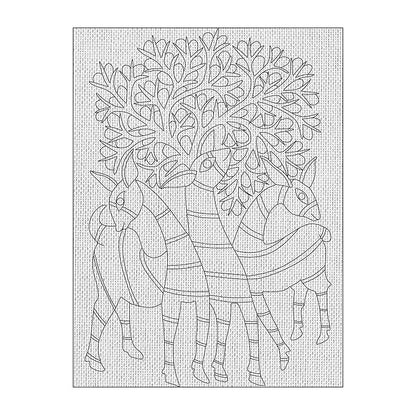 Hobby India Self Painting Beautiful Dear Canvas | Pre-designed Canvas Board for Best Gift Adults & Artis