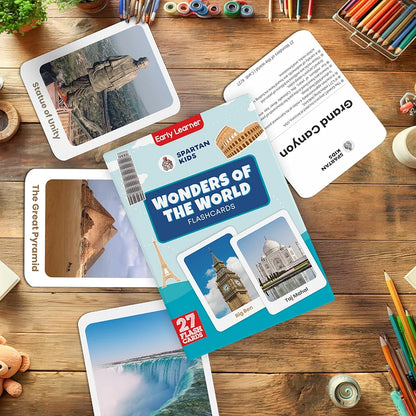 SPARTAN KIDS Wonders of The World Creative_Thinking Flash Cards for Kids | 27 Early Learning Flash Cards Easy & Fun Way of Learning 1 Year to 6 Years Babies