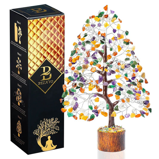 Bezavo Mix Chakra Crystal Tree Silver Wire