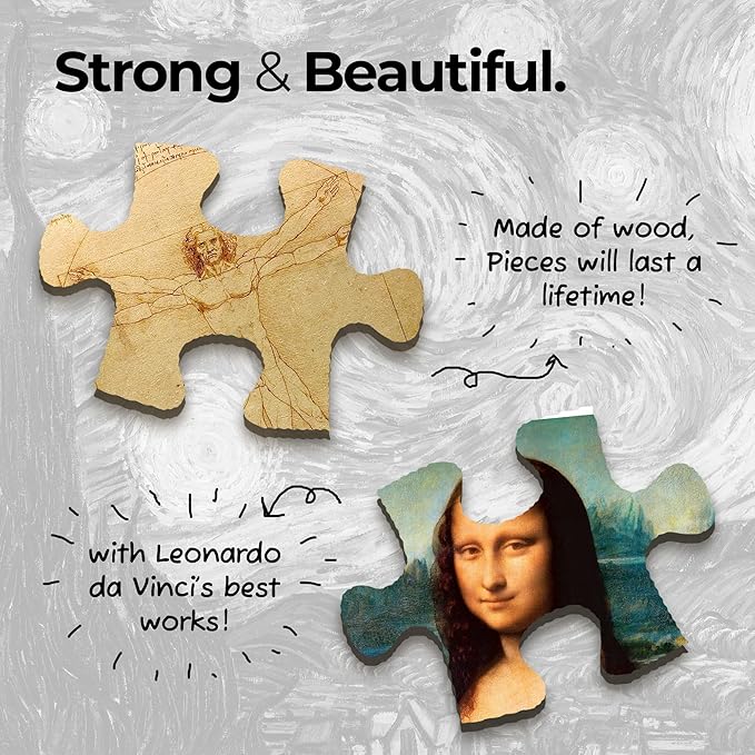 91knots Mona Lisa by Leonardo Da Vinci-wooden Jigsaw Puzzle (140 Pieces) for Adults and Kids | Brain Booster Games & Toys