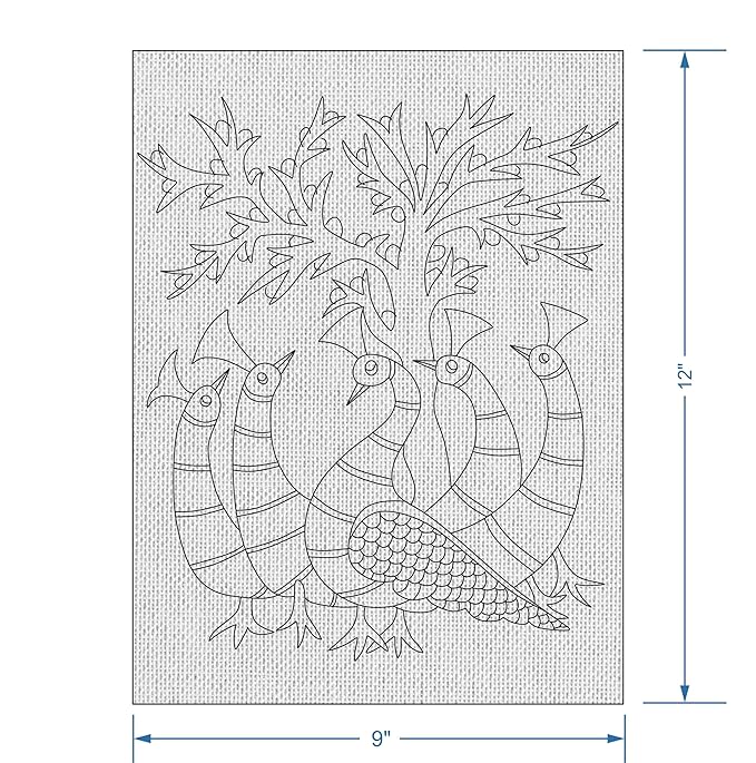 Hobby India Self Paint Beautiful Peacock Canvas - Gond Art | Pre-designed Canvas Board
