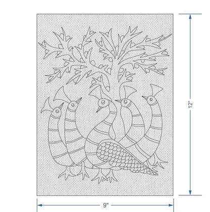 Hobby India Self Paint Beautiful Peacock Canvas - Gond Art | Pre-designed Canvas Board