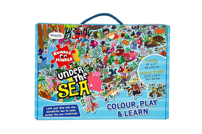 THE BOOK TREE Under The Sea Fun And Educational Floor Puzzle By Majestic Book Club, Package Includes A Big Size Colouring Poster And Jigsaw Puzzle Packed In A Beautiful Box For Kid