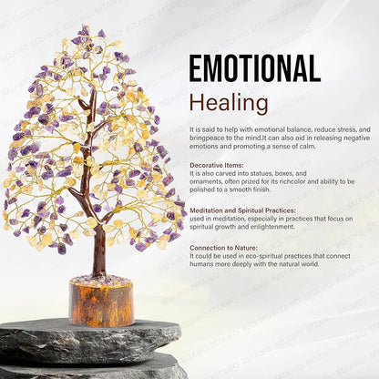 Bezavo Amethyst & Citrine Crystal Tree Feng Shui Tree of Life for Healing & Prosperity