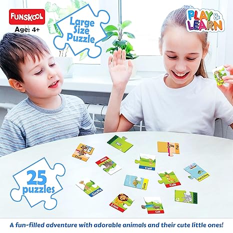 Funskool Play & Learn-Animals & Their Babies Educational 25 Pieces,Puzzle