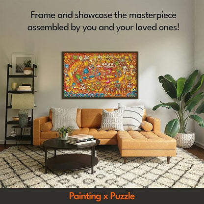 91knots Vishnu’s Abode 500 Pieces Premium Wooden Jigsaw Puzzle for Adults and Kids 12+ Years | Kerala Mural Indian Artwork Puzzle With Unique Cuts