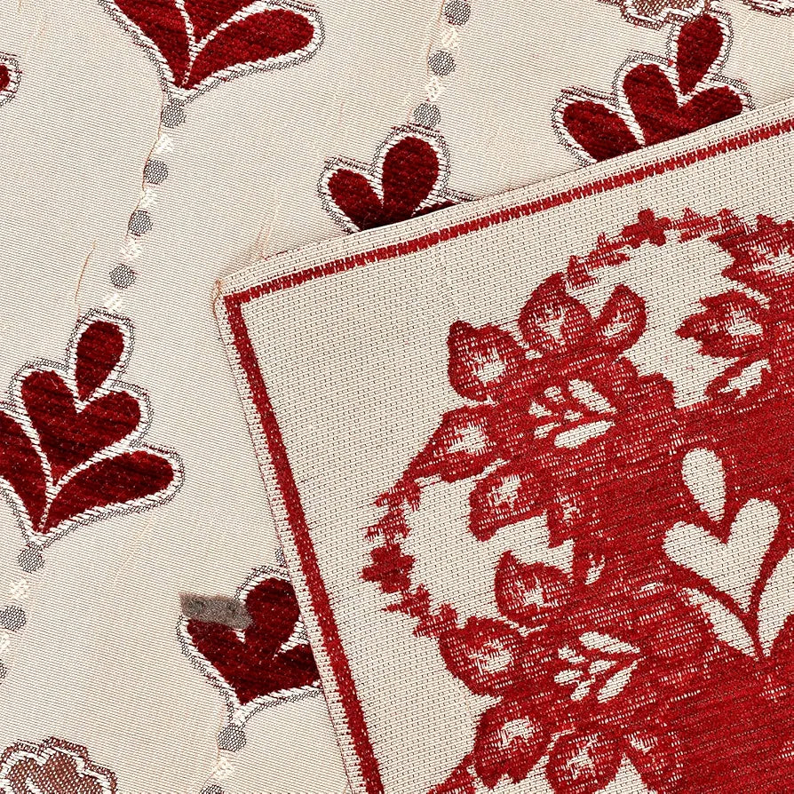 Kuber Industries Rectangular Floral Print Cotton Table Runner for Dining and Center Table Set of 2 Maroon