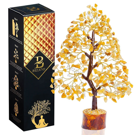 Bezavo Yellow Aventurine Crystal Tree Golden Wire