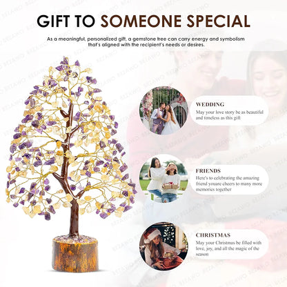 Bezavo Amethyst & Citrine Crystal Tree Feng Shui Tree of Life for Healing & Prosperity