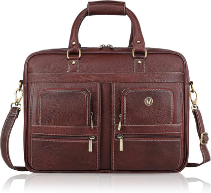WildHorn Leather 15.6 inch Laptop Messenger Bag for Men I Multi- Pockets I Extra Storage I Carry Handles I Adjustable Strap
