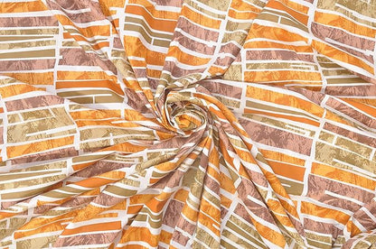 Huesland by Ahmedabad Cotton 144 TC Cotton King Size Bedsheet with 2 Pillow Covers - Orange, Green & Brown