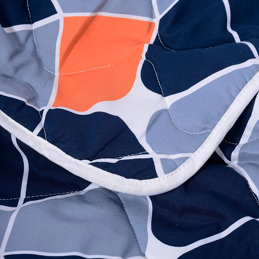 Divine Casa Microfiber All-Weather 120 GSM Reversible Single Bed Size Quilt Comforter Blanket Colour True Blue and Orange