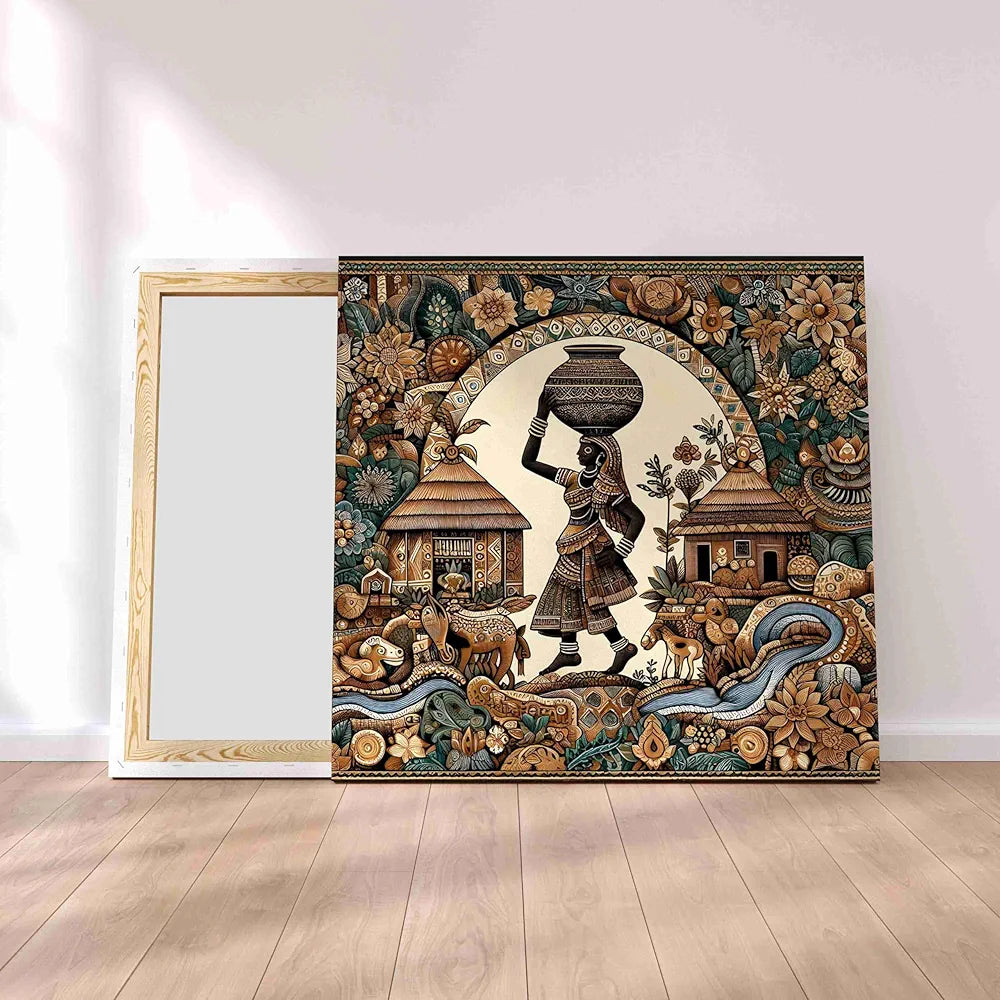 Livin'luxe Paintings Panihari Lady Modern Art Canvas Home Decor Wall Paintings With Frame Painting CR-305