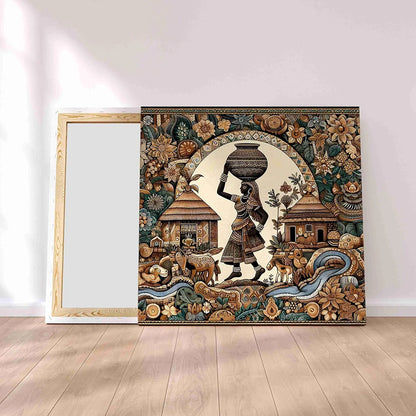 Livin'luxe Paintings Panihari Lady Modern Art Canvas Home Decor Wall Paintings With Frame Painting CR-305