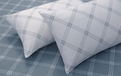 Huesland by Ahmedabad Cotton 186 TC Bedsheet for King Size Bed with 2 Pillow Covers | Grey & White