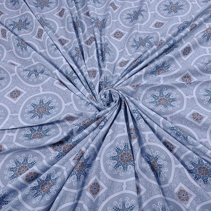 Huesland by Ahmedabad Cotton 144 TC Cotton Bedsheet for Double Bed King Size with 2 Pillow Covers | Mandala | Brown & Grey