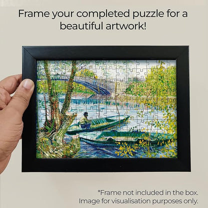 91knots Vincent Van Gogh's-fishing in Spring Wooden Jigsaw Puzzle (140 Pieces) for Adults and Kids | Brain Booster Games & Toys