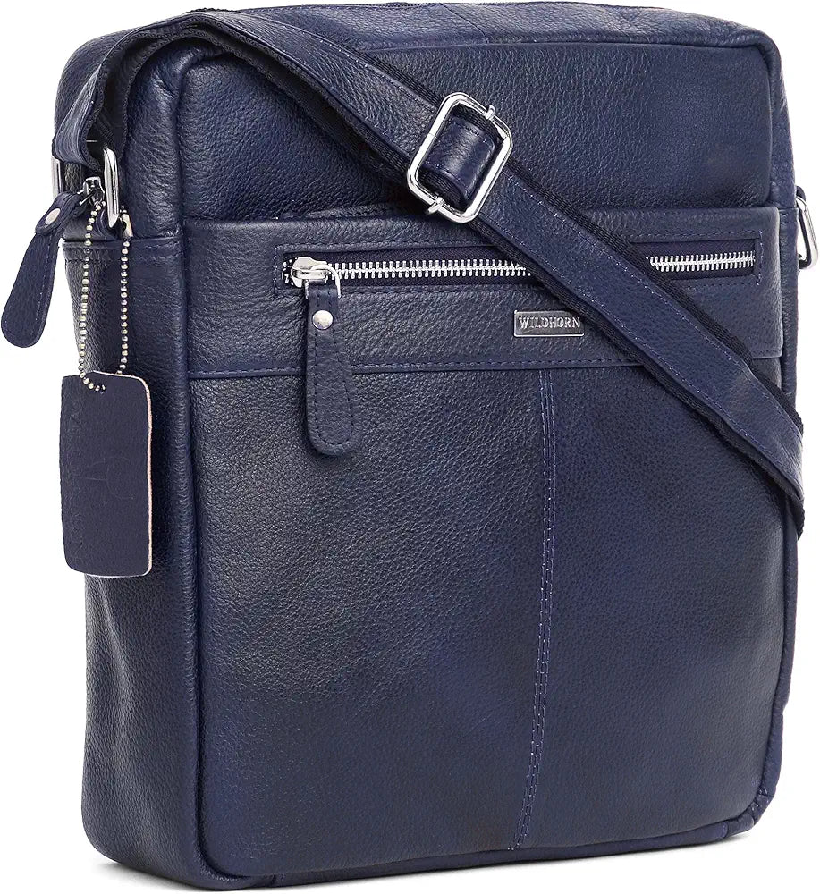 WildHorn Urban Edge Leather Sling Messenger Bag for Men I Dimension: L- 11 inch H- 12.5 inch W- 2.5 inch