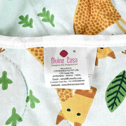 Divine Casa 120 GSM Cotton Single Kids Comforter Soft & Lightweight All-Season Blanket Colour Misty Jade
