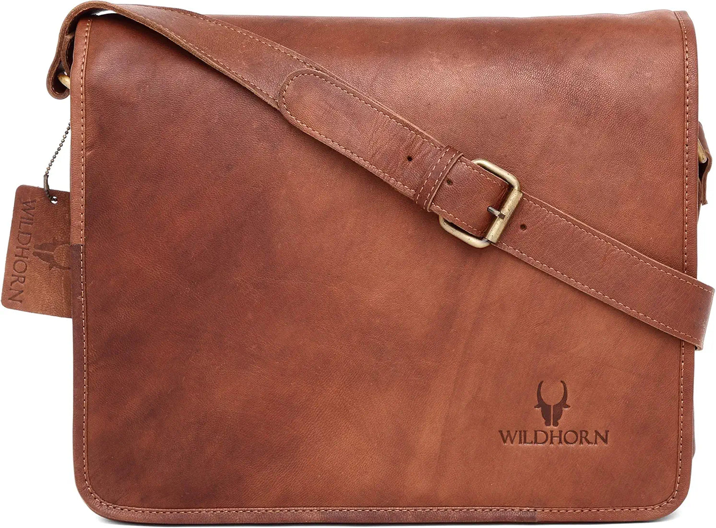 WildHorn Men's Leather Laptop Messenger Bag Dimension: L- 13inch H- 10inch W- 4inch 