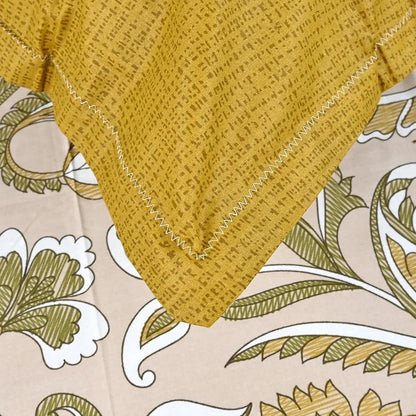 Divine Casa 144 TC Pure Cotton Single Size Bedsheet with 1 Pillow Cover Regal Paisley Colour Cream Golden Yellow