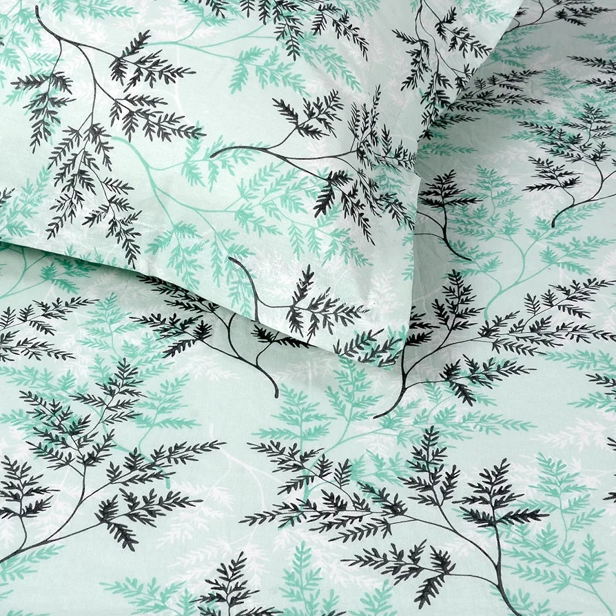 Divine Casa 100% Cotton Bedsheet for Single Bed, 144 TC Bedsheet Single Size Bed Cotton with 1 Pillow Cover Colour Aqua Mist