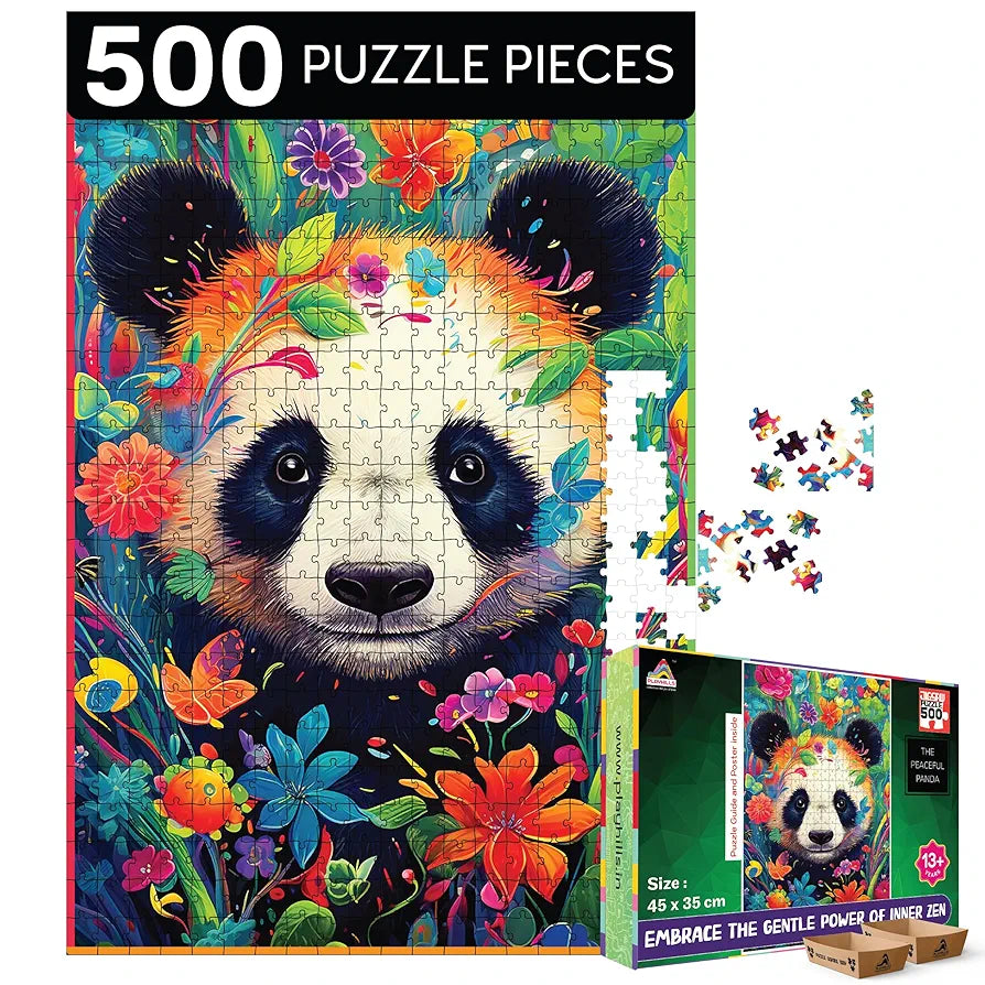 Playhills Spirit Animal The Bambootiful Panda Wooden Jigsaw Puzzle  for Children and Adults 13+ Years| Perfect Puzzle for Party and Family Activity Games