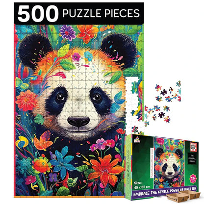 Playhills Spirit Animal The Bambootiful Panda Wooden Jigsaw Puzzle  for Children and Adults 13+ Years| Perfect Puzzle for Party and Family Activity Games