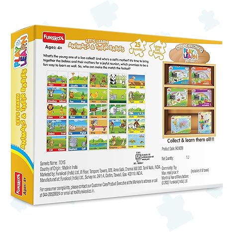 Funskool Play & Learn-Animals & Their Babies Educational 25 Pieces,Puzzle