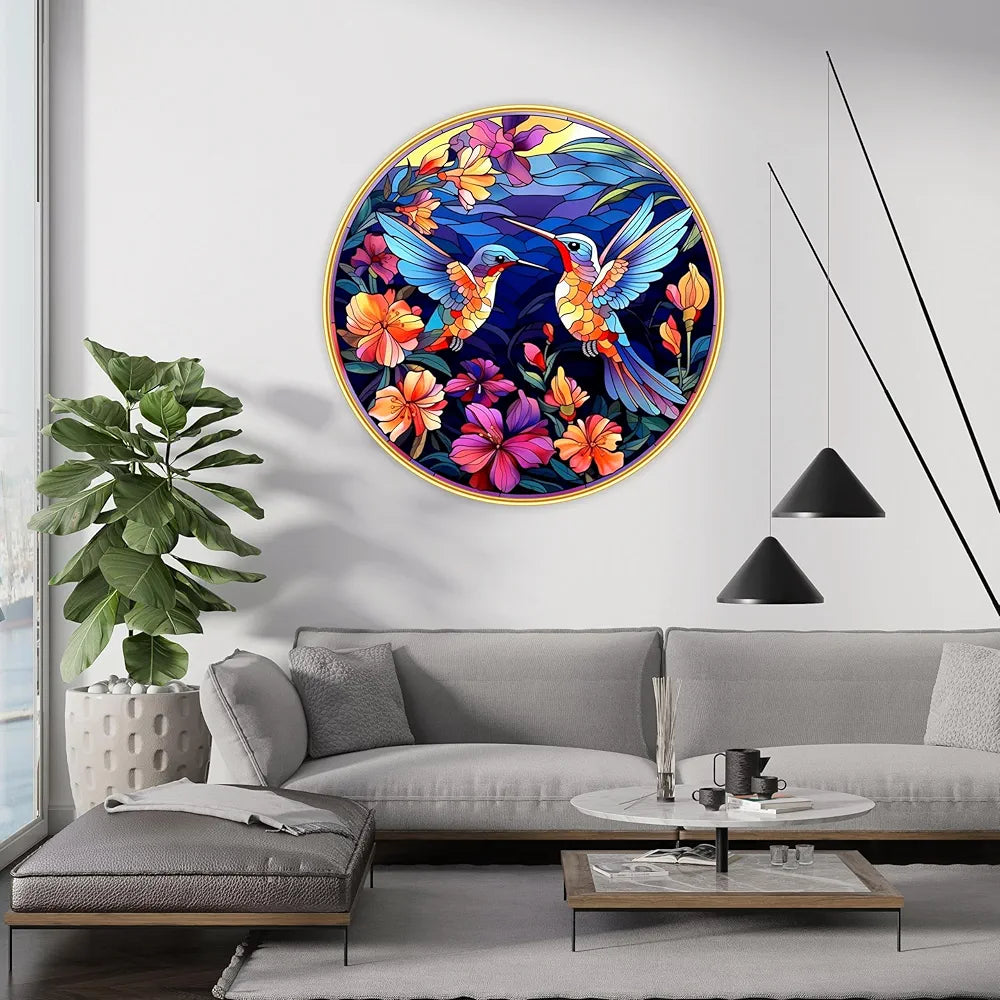 Livin'luxe paintings Loving couple Bird modern art Premium Sparkle lamination Golden GR-26