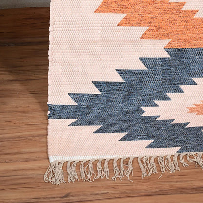 Homadorn Chindi Handmade Printed Modern Dhurrie/Rugs/Carpet Colour multi3