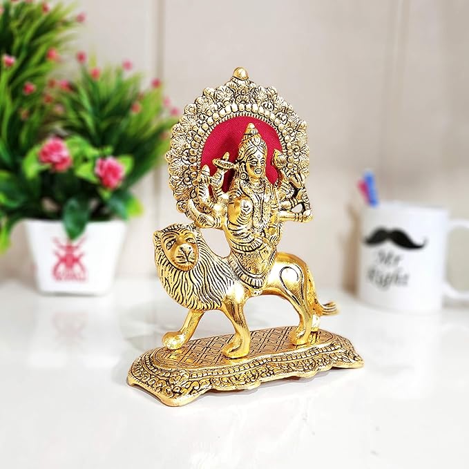 Prince Home Decor & Gifts Metal Durga Maa Statue Gold 1 Piece