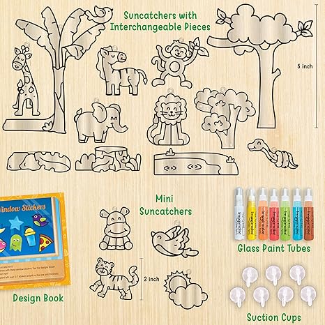 Imagimake Window Art Jungle Glass Painting Kit|Sun Catcher Art And Craft Kit Toys