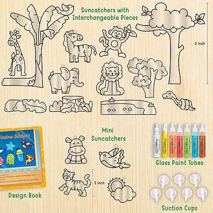 Imagimake Window Art Jungle Glass Painting Kit|Sun Catcher Art And Craft Kit Toys
