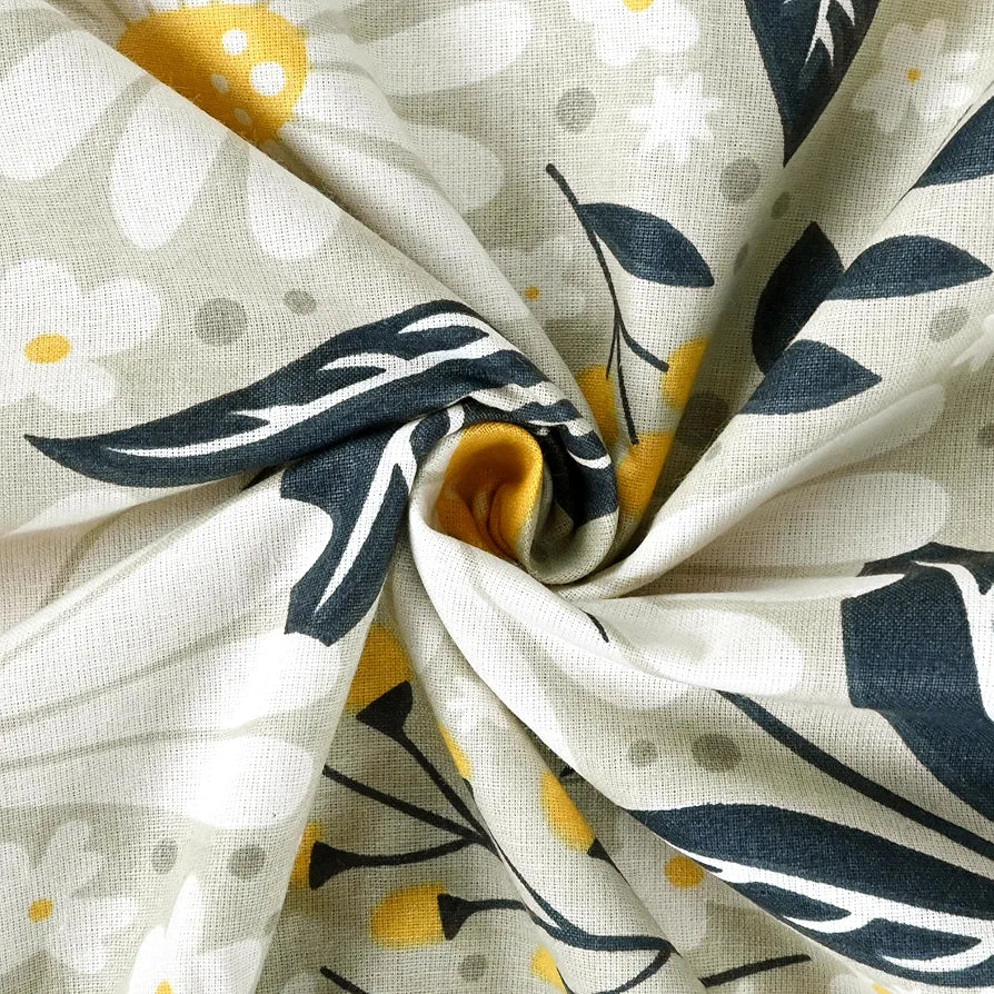 Divine Casa Floret 100% Cotton Single Dohar 120 GSM Soft & Lightweight Throw Blanket Colour Vintage Daisies