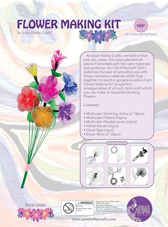 Asian Hobby Crafts Stocking Flower Making Kit | Small