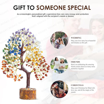 Bezavo Seven Chakra Crystal Tree – Feng Shui Showpiece Golden Wire