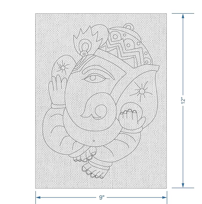 Hobby India Self Painting God Ganesha Canvas | Madhubani Art | Pre-designed Canvas Board