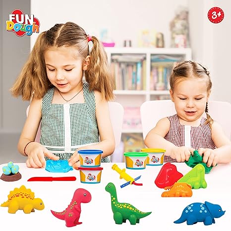 Funskool Fundough Playset Dino Ville Pretend Play Mould to Make Dinosaurus from Dough