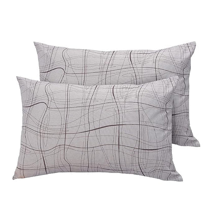 Huesland by Ahmedabad Cotton 144 TC Cotton Bedsheet for Double Bed King Size with 2 Pillow Covers | Orchid Bouquet & Harbor Grey